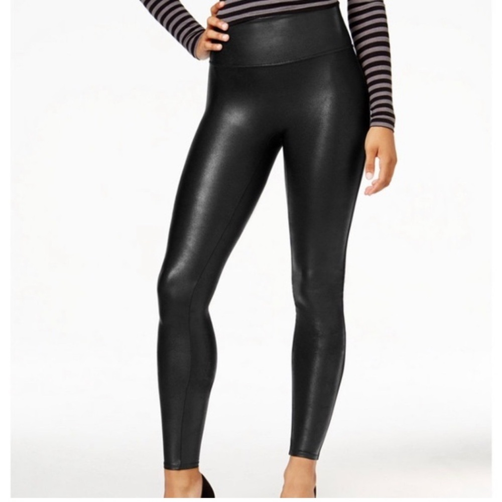 Spanx Women's Black Faux Leather Leggings, size Medium